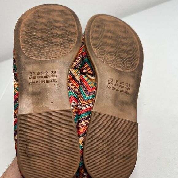 Équilibrio Woman’s Orange & Green Canvas Aztec Print Espadrilles Size 9 BOHO - Picture 5 of 9